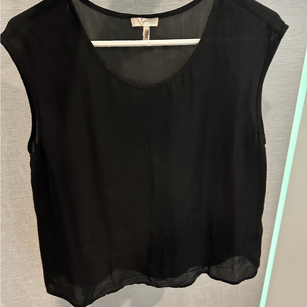 Joie Black Boxy Blouse Sleeveless